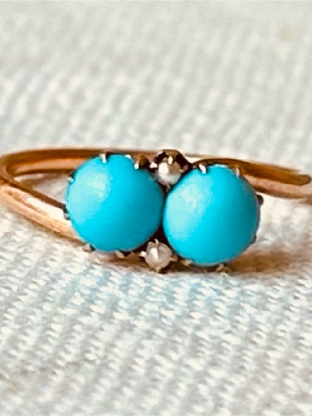 Antique 14k Turquoise and Seed Pearl